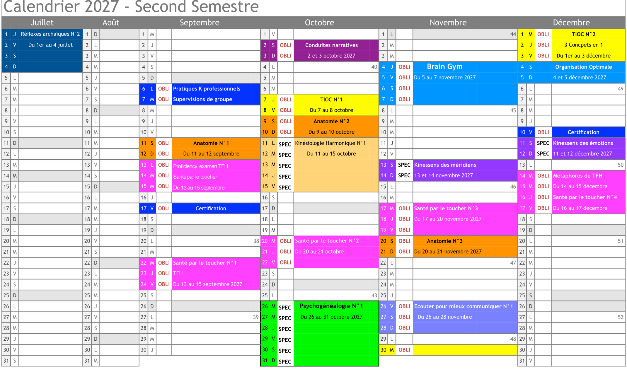 calendrier cfk 2027 semestre2